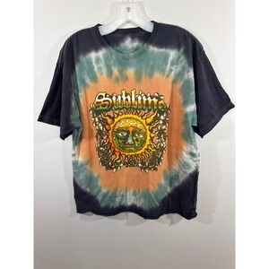 Sublime Band T-Shirt Mens Large 40oz to Freedom Sun Tie Dye Graphic Tee Black L